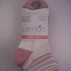 8-Pair Lemon Super Soft Ladies' Quarter Crew Socks (Pink Pack)